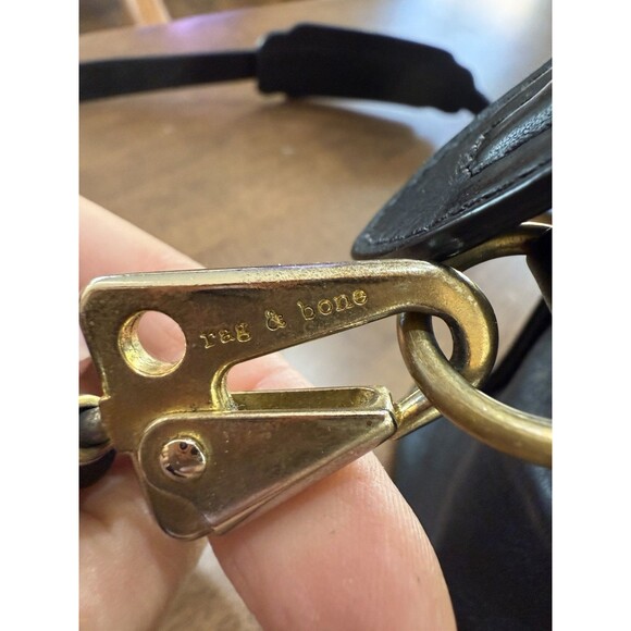 Rag & Bone Black Leather Satchel Tote Crossbody Gold Hardware Structured Handbag - Picture 9 of 16